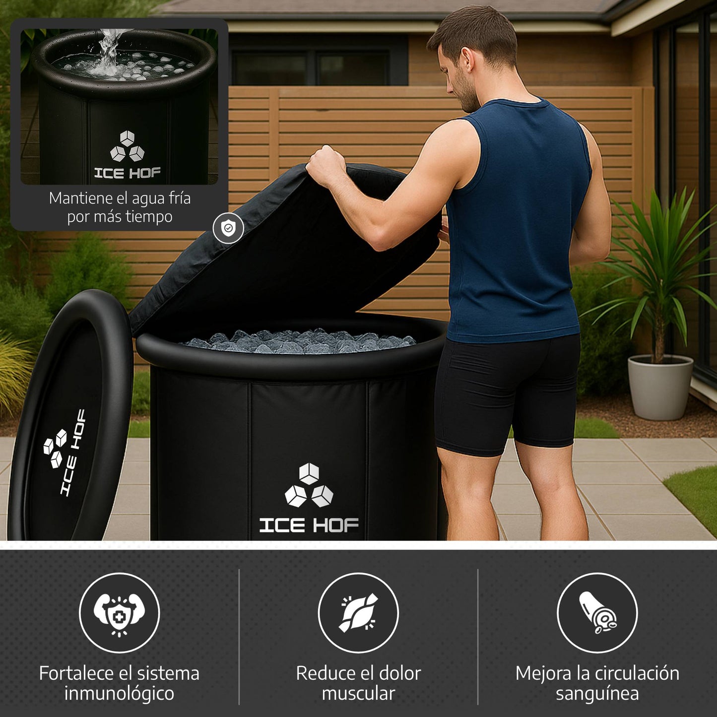 Kit IceHof®: Bañera de hielo + Sauna portátil para casa y exterior